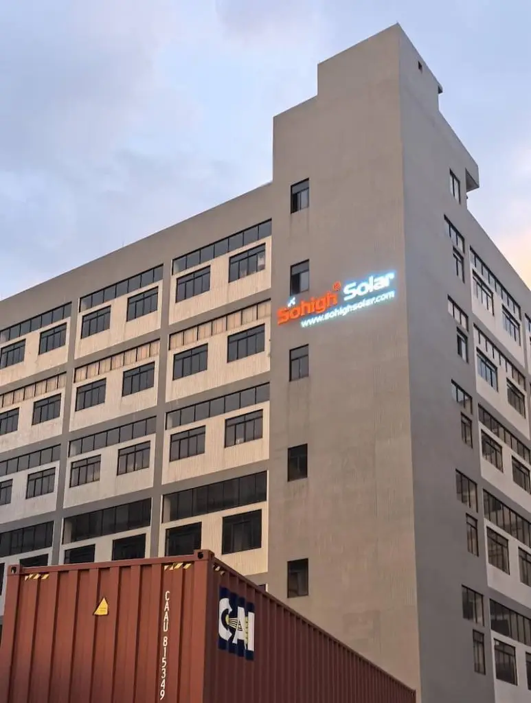 solar factory building with logo